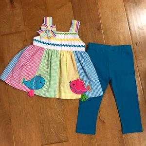 NWT Rare Editions seersucker top and leggings